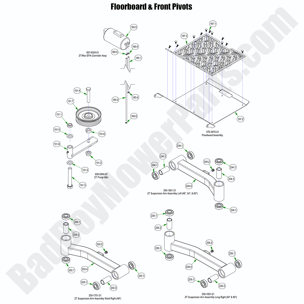 3023 - Bad Boy Mower Parts Lookup > 2023 > ZT Elite > Floorboard & Front Pivots
